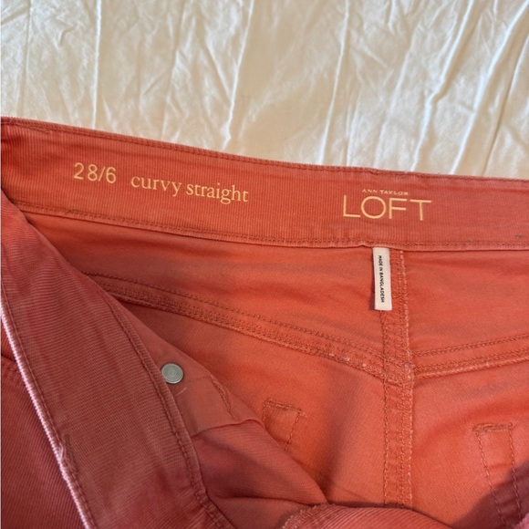 Loft curvy straight melon colored pinwale corduroy pants size 28/6 - Picture 7 of 9